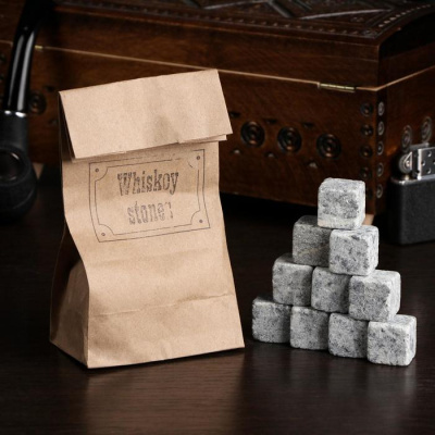 4177105 Камни для виски  "Whiskey stones" в крафт пакете 10 штук
