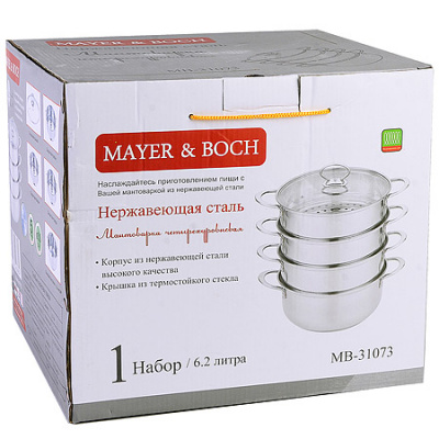 31073 Пароварка-мантоварка 6,2л 28см, индукция, нержавеющая сталь, MAYER&BOCH