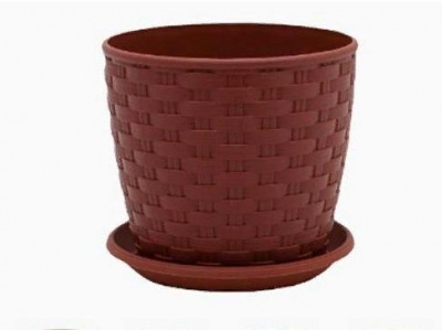 Цветочный горшок с подставкой Ротанг 4,1л, терракот, IDEA