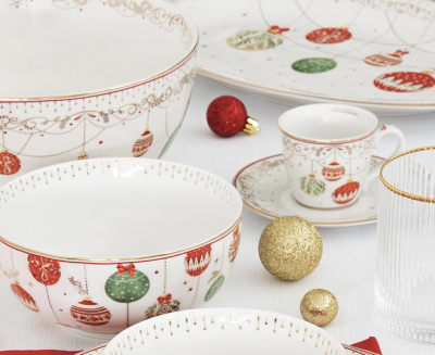 EL-R1191/CEVE Салатник фарфоровый 15*8 см, 600мл, Easy Life, Christmas Eve, декор Новогодние шары 