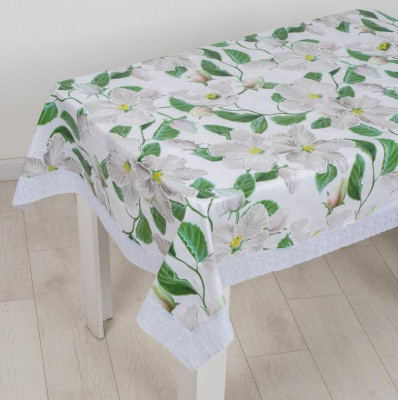 14888 Скатерть-клеенка 122*152см, Dasch Flannel, Белая орхидея