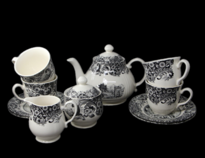 93-0404 Чайный сервиз на 4 персоны 11 предметов, Claytan, декор ROME GREY