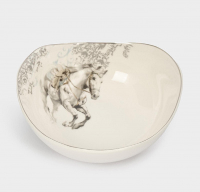 ANLAF-FXY-160128-6 Пиала 14*5 см, Anna Lafarg, белая с серебристым кантом, Конь, White horse