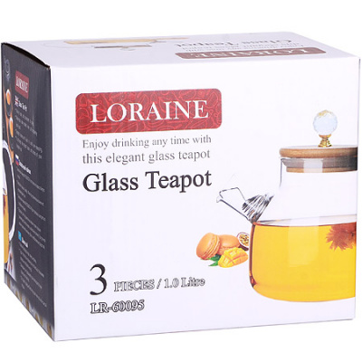 60095 Заварочный чайник 1л стеклянный, Loraine