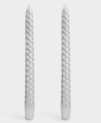 ANLAF-6S6614S Свеча 25 см тонкая, набор 2 штуки,  Anna Lafarg, серебристая, Rope