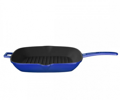 78116 Сковорода гриль чугунная эмалированная 28*28см, индукция, Lava Blue 