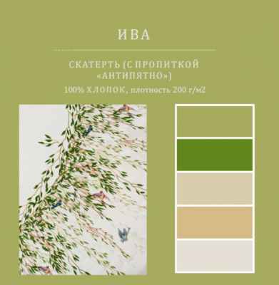 Скатерть с пропиткой "Антипятно" 168см, круглая, декор "Ива" 